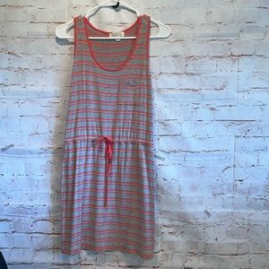 Olive And Oak Dress Womens Small Gray Pink Striped Tank Top Sleeveless Blouson